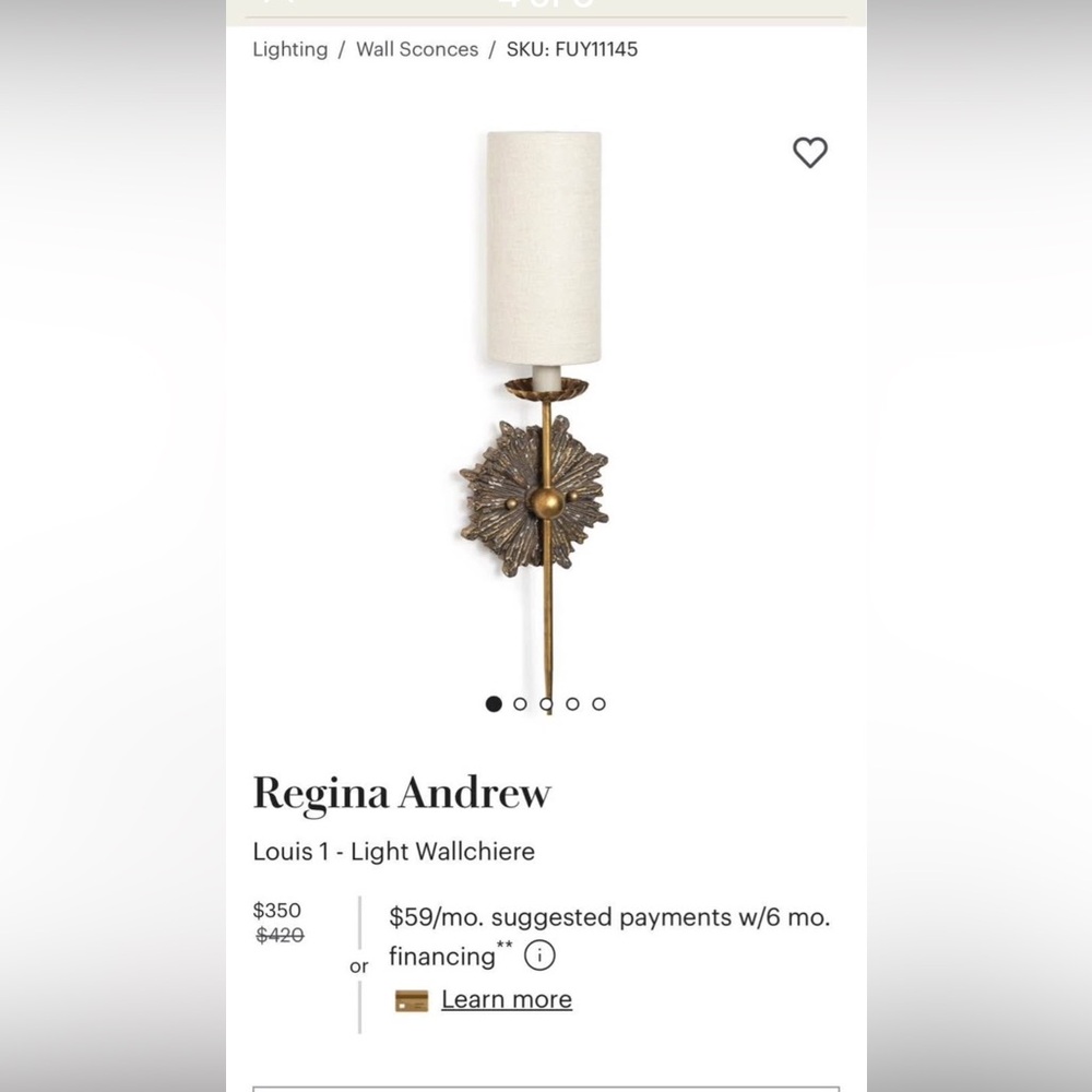 Louis single sconce by Regina Andrew Anthropologie